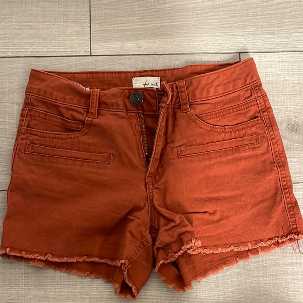 Wet Seal Brown High Waist Shorts with Distressed Hem